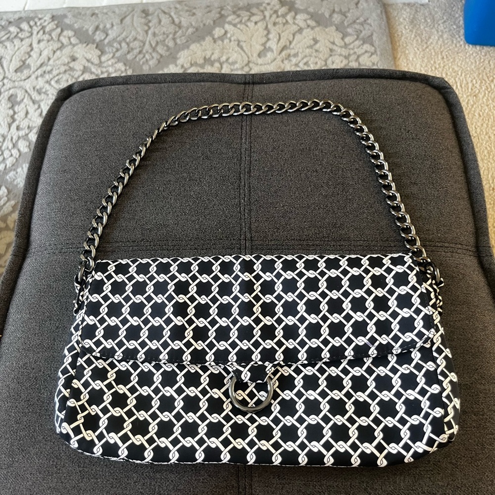 Talbots Black and White Geometric Shoulder Bag